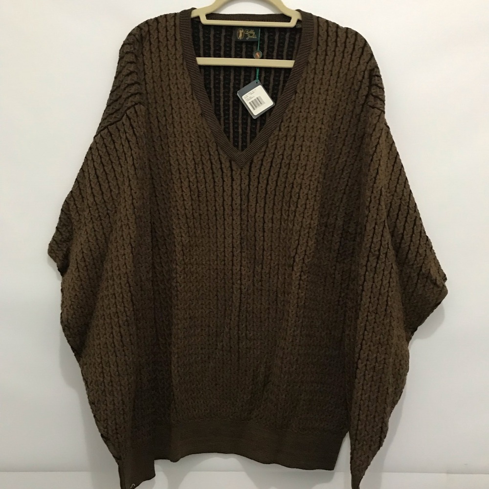 NWT Bobby Jones Brown Cable Knit V-Neck Sweater Size XXL